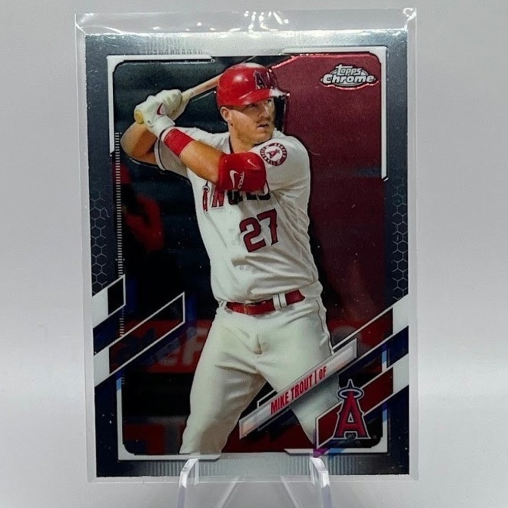 Mike Trout 2021 Topps Chrome 27 MLB Los Angeles Angels Baseball Trading Card